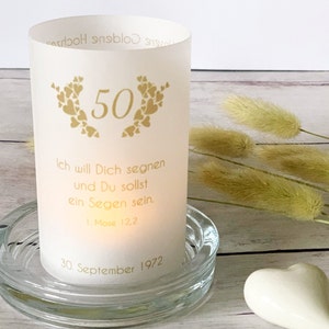 DIY Lichthülle, Windlicht zur Goldenen Hochzeit personalisiert mit