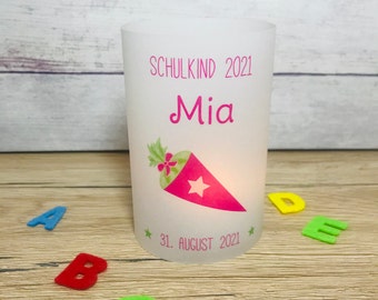 DIY Lichthüllen zur Einschulung (rund), Motiv: Schultüte, 3er, 6er, 9er Set