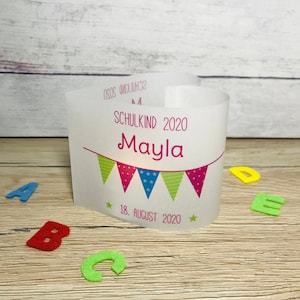 DIY Lichthüllen zur Einschulung (Herzform), Motiv: Wimpelkette, 3er, 6er, 9er Set