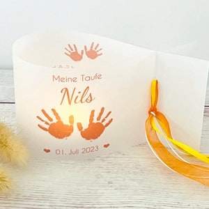 DIY: Light covers for baptism, baby hands personalized with name, date and baptismal message, set of 3, 6 or 9 image 1