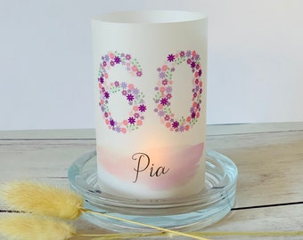 DIY: Light cover, lantern for a 60th birthday - personalized with name and large number (set of 3, 6, 9)