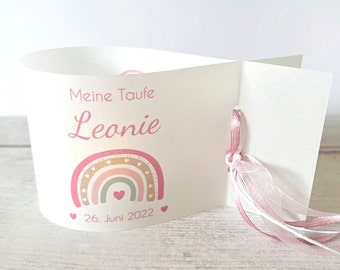 DIY: Lichthülle, Windlicht zur Taufe und Kommunion, Regenbogen– personalisiert mit Name, Datum und Taufspruch (3er, 6er, 9er Set)