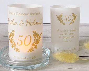 DIY: Light cover, lantern for the golden wedding - personalized with name, date, wedding saying (set of 3, 6, 9)