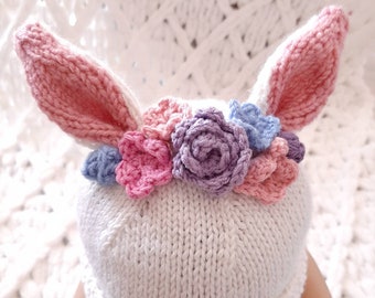 Gorro con orejas de conejo para niña recién nacida, regalo para baby shower de niña