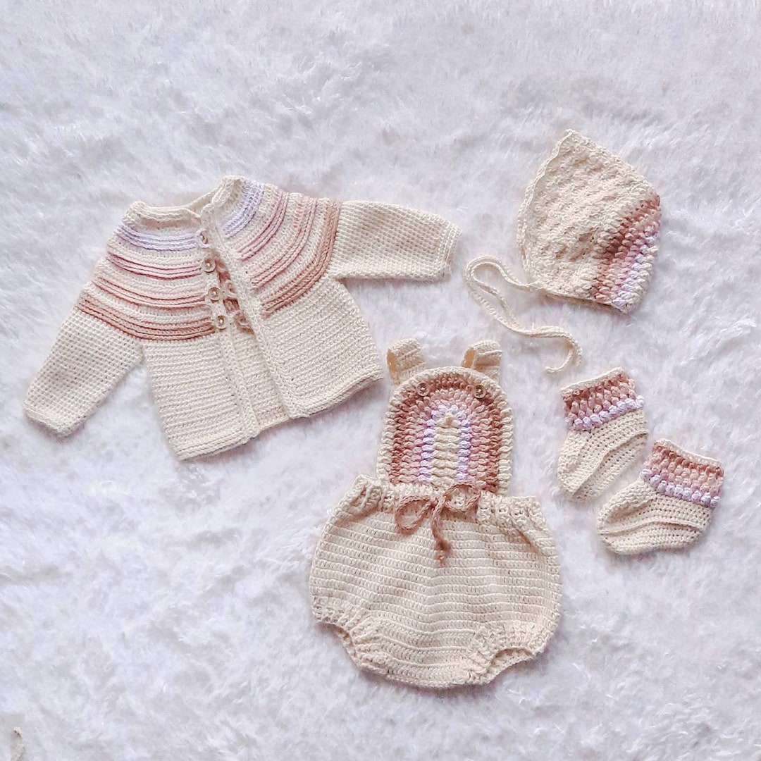 Boho Rainbow Baby Girl Coming Home Outfit, Rainbow Cardigan, Rainbow