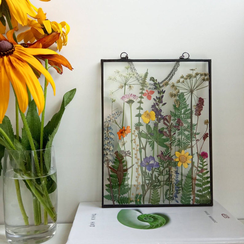 Wall art with dry meadow grasses and flowers Pressed flowers Etsy