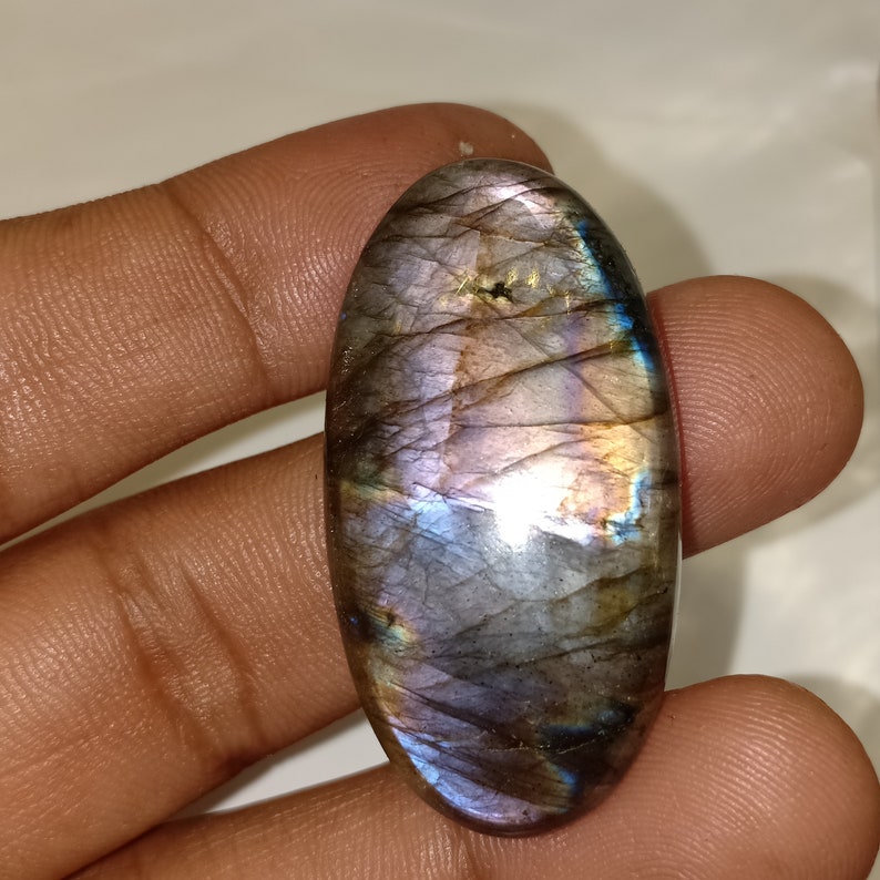 42X22X7mm 62ct A+++ Natural Multi colors Fire Labradorite Oval Shape Pendant Cabochon Smooth Labradorite gemstone for jewelry
