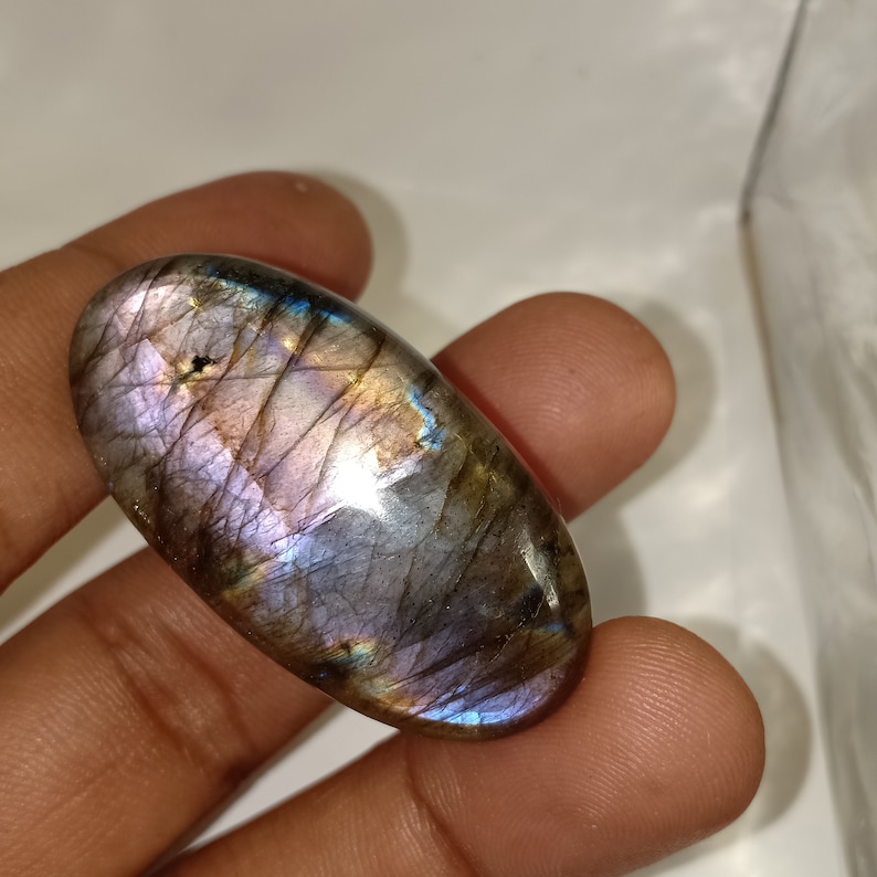 42X22X7mm 62ct A+++ Natural Multi colors Fire Labradorite Oval Shape Pendant Cabochon Smooth Labradorite gemstone for jewelry