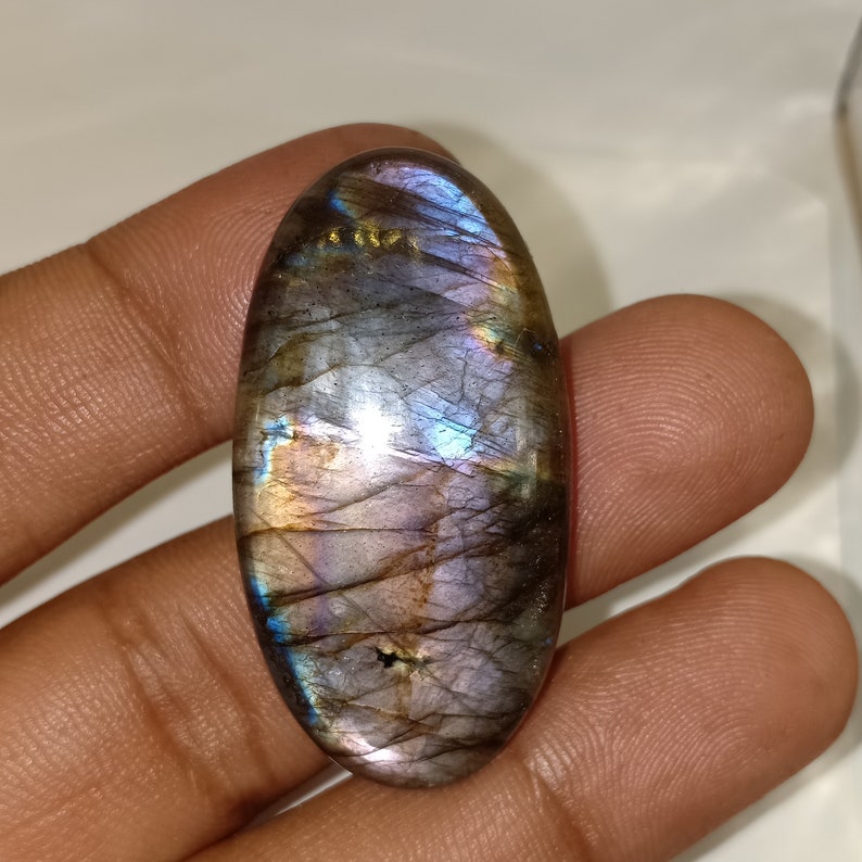 42X22X7mm 62ct A+++ Natural Multi colors Fire Labradorite Oval Shape Pendant Cabochon Smooth Labradorite gemstone for jewelry