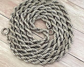 Sterling silver 925 rope link chain necklace - length 72 cm - 28.80 inches