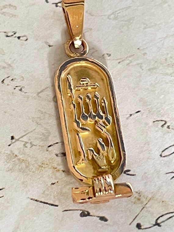 Lucky Egyptian hieroglyphs cartridge pendant in 1… - image 4