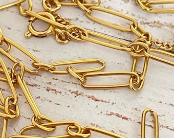 Alternating Figaro link chain in 18k yellow gold