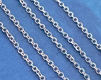 New 18k white gold curb chain, 40 cm long