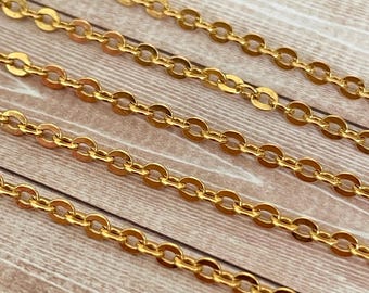 18k gold chain with rounded curb link - length 58 cm - 23.2 inches