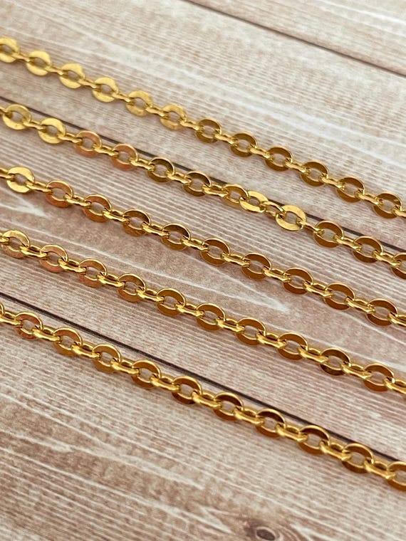 Chaîne or 18k maille forçat arrondi - longueur 58 cm - 23,2 inches