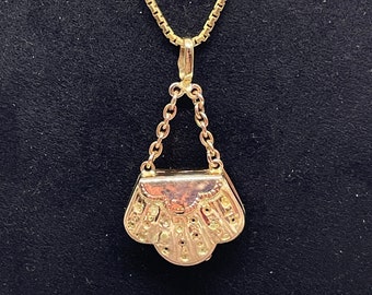 Antique locket pendant, 18k rose gold bag locket