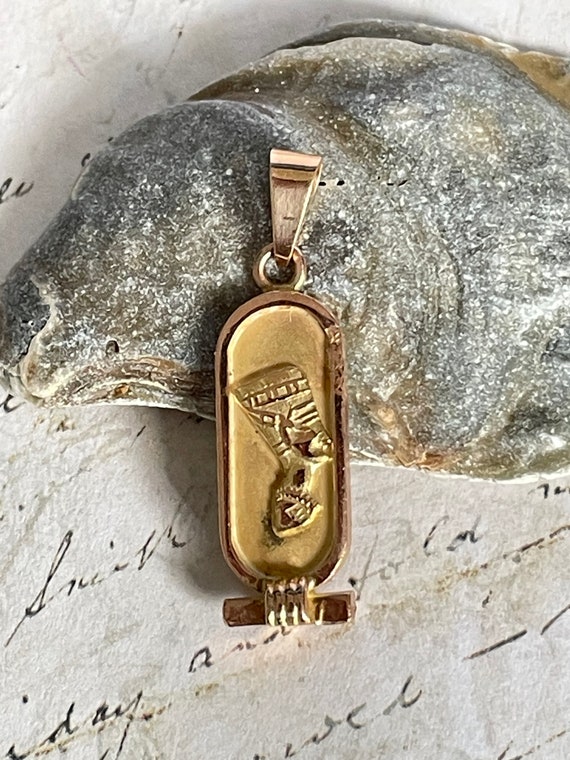 Lucky Egyptian hieroglyphs cartridge pendant in 1… - image 3