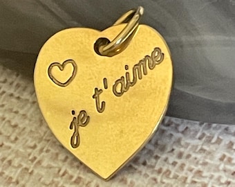 18k Yellow Gold I Love You Heart Pendant