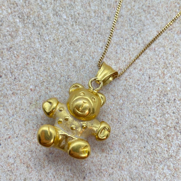 Pendentif nounours 3D en or jaune 18k