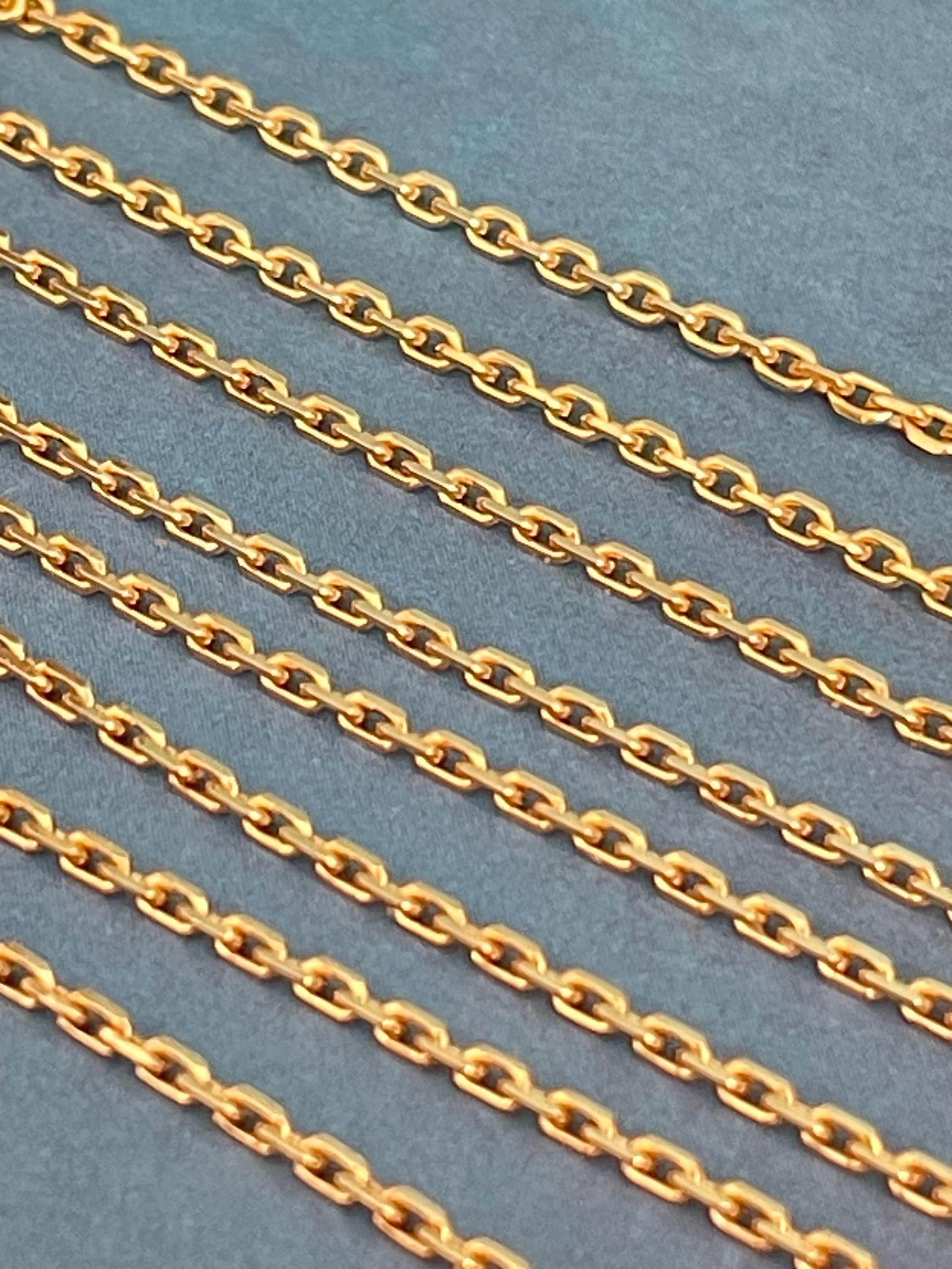 18k gold chain, curb link, length 52 cm - 20.8 inches