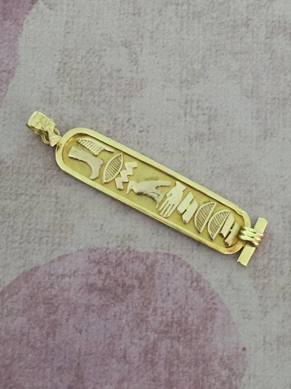 Lucky pendant Egyptian cartridge hieroglyphics in