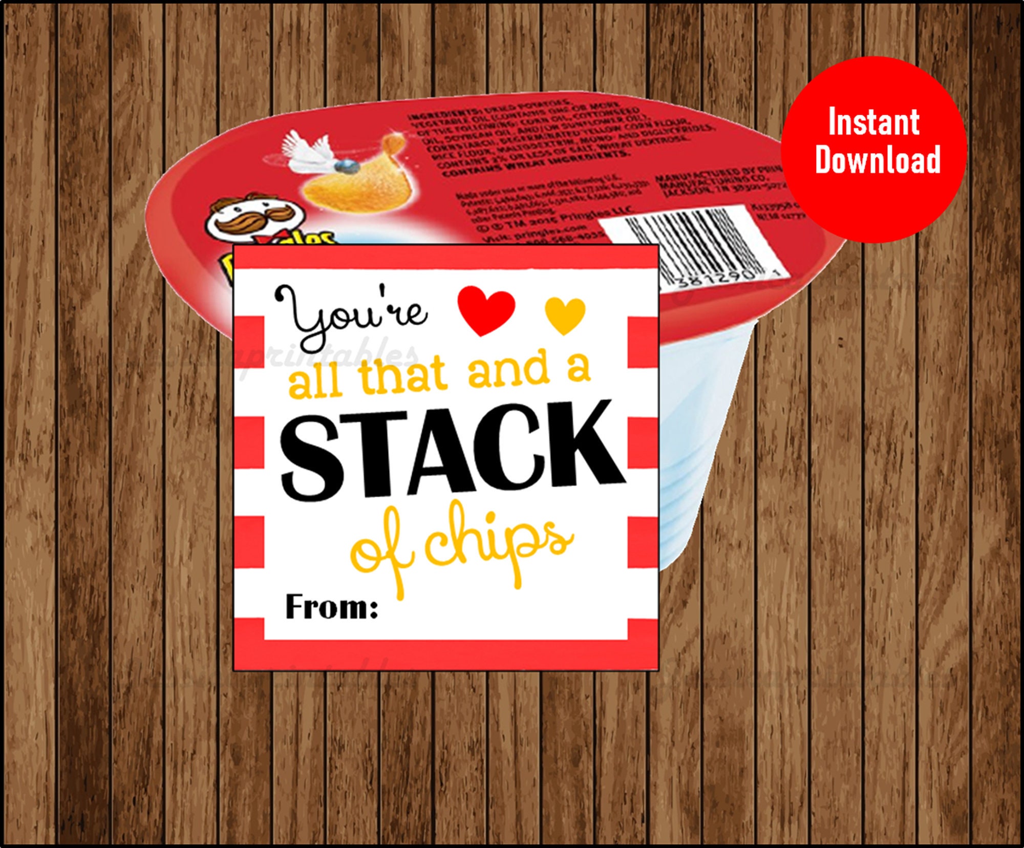 Chips Valentine Preschool Valentine Printable Valentine | Etsy