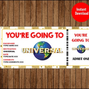 Viaje Sorpresa de Universal Studios, Regalo Sorpresa, Viaje a Universal Studios, Texto editable, Tipo, DESCARGA INSTANTÁNEA