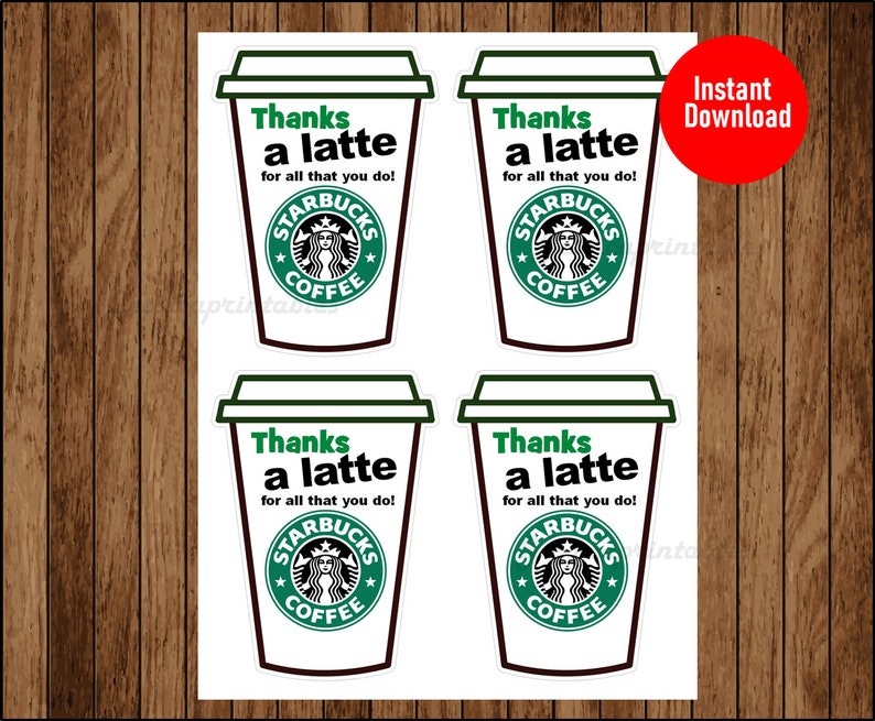 Starbucks Thank You Tag Thanks A Latte Thank You Tag Etsy Starbucks Thank You Tag Thanks A Latte Thank You Tag Etsy