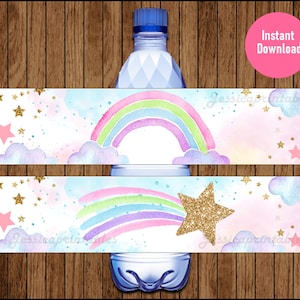 Rainbow water bottle labels, diy Rainbow water bottle labels, printable Rainbow water bottle labels template, instant download