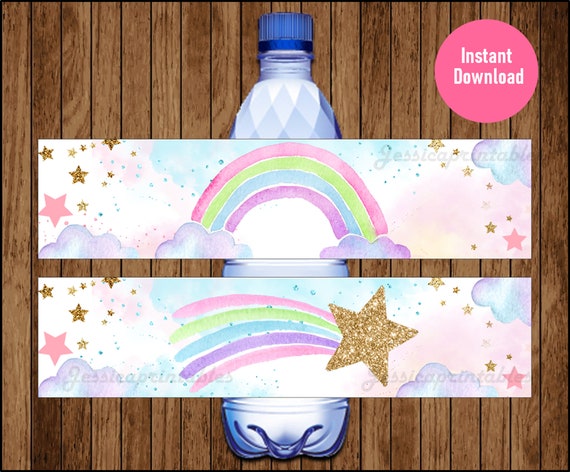 Rainbow Water Bottle Labels Diy Rainbow Water Bottle Labels - Etsy