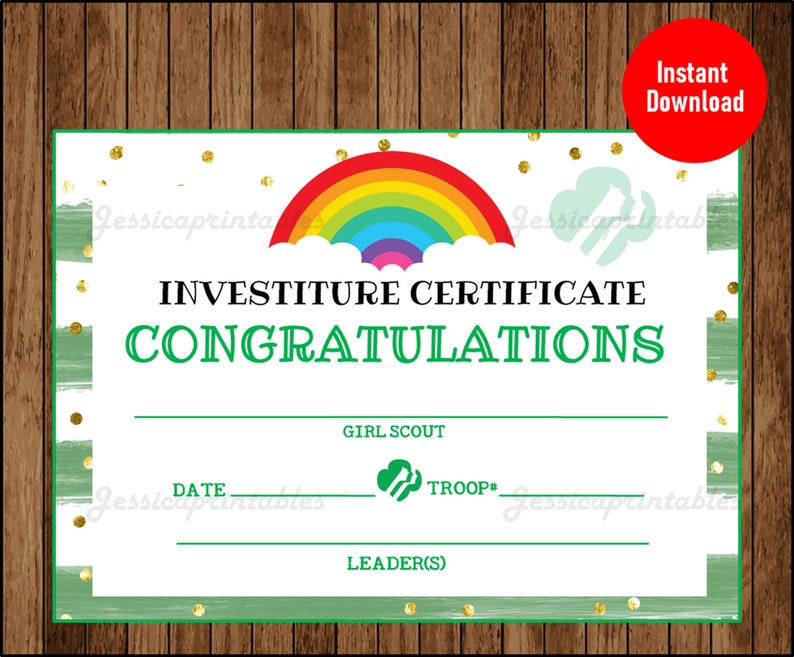 Printable Girl Scout Investiture Certificate Printable Girl | Etsy