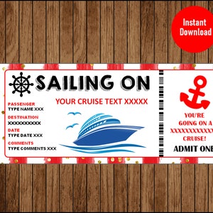 Cruise Ticket Surprise Trip, Surprise Gift, Boarding Pass, Editable text, Type, INSTANT DOWNLOAD