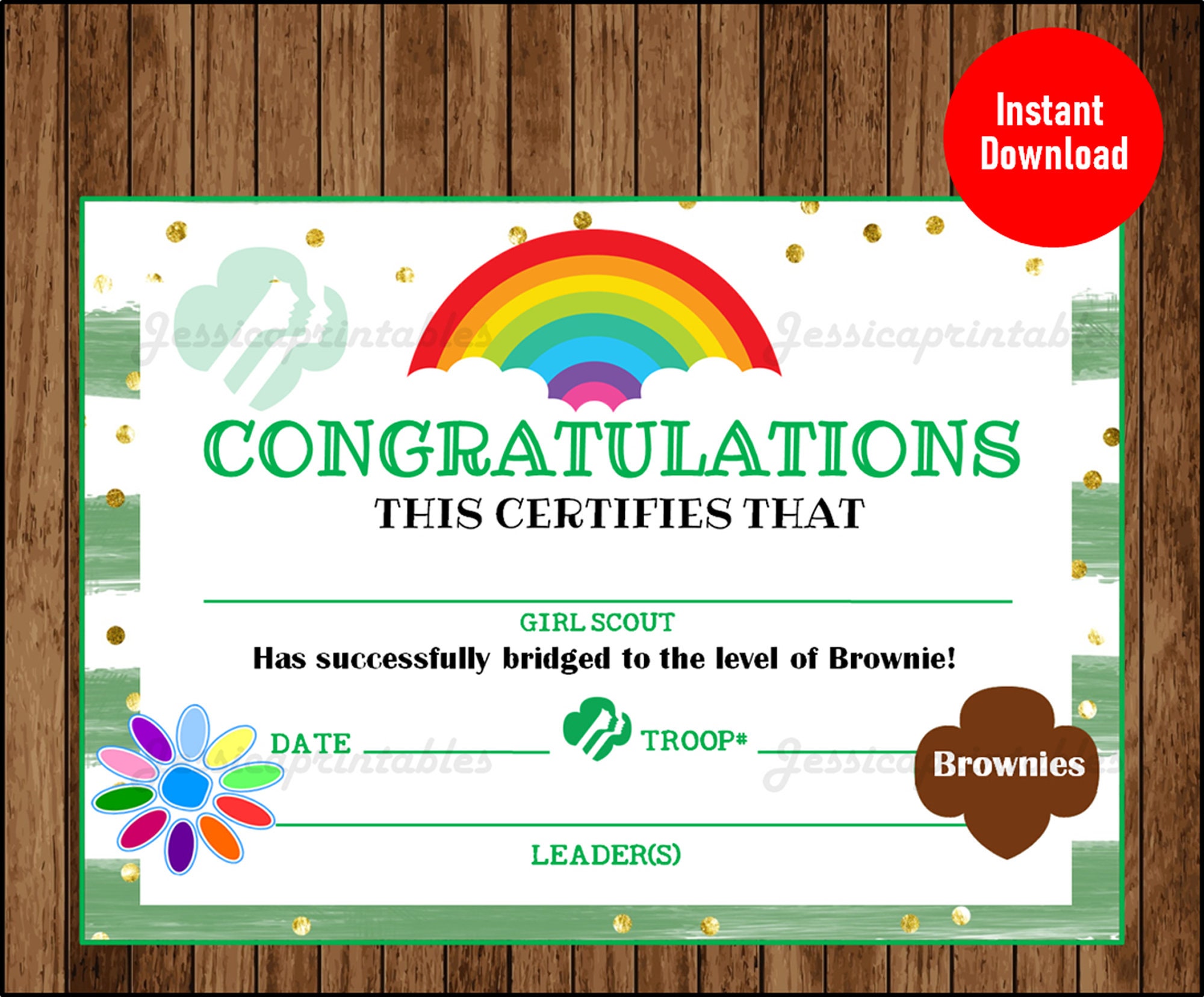 Printable Daisy To Brownie Certificate Printable Girl Scout Etsy Printable Daisy To Brownie Certificate Printable Girl Scout Etsy