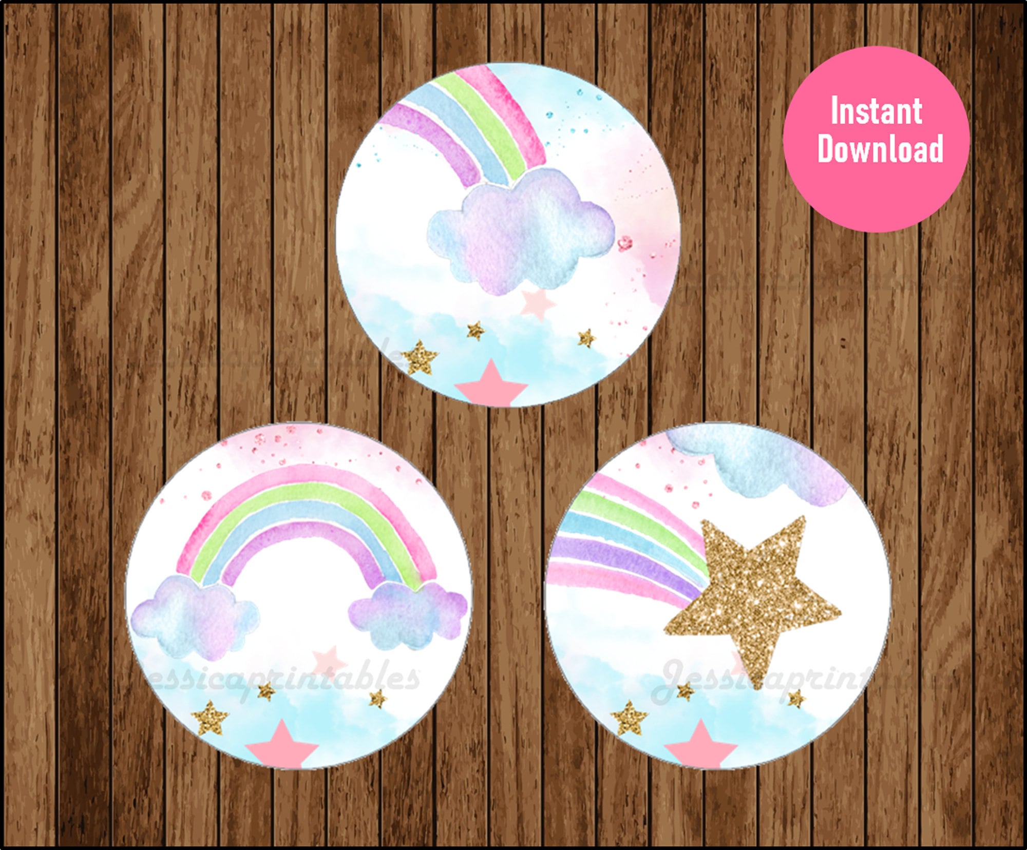 Rainbow Cupcakes Toppers Rainbow Birthday Toppers Rainbow Etsy