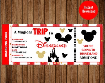Printable Ticket to Disneyland Surprise Trip Birthday Gift - Etsy