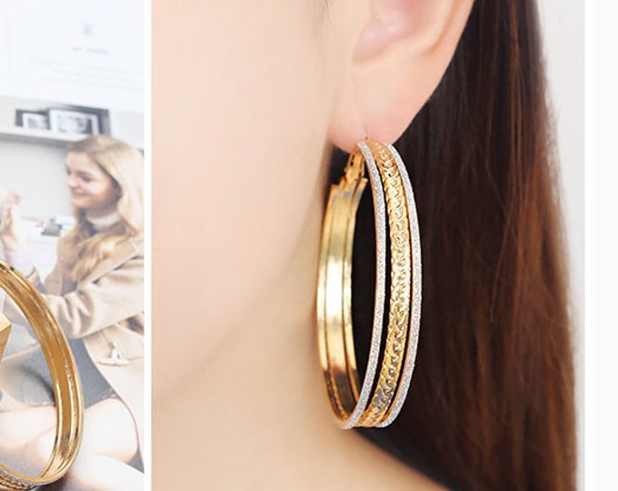 Hoop stud Gold earring Gold hoop earrings Large gold hoop Gold hoop stud Every day hoop Bold hoop earrings