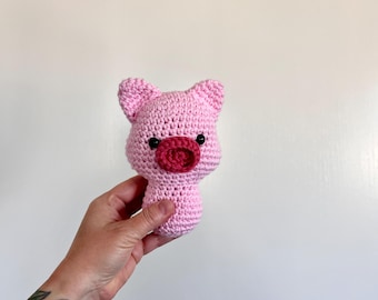 Piggy Rattle • Handmade Cotton Baby Toy