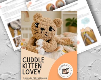 Cuddle Kitten Lovey Pattern: Amigurumi Cat Plush Comfort Doll (PDF Digital Download)