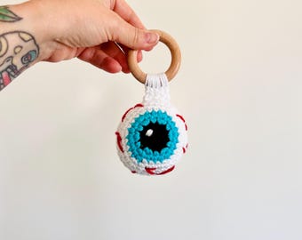 Spooky Stare Rattle • Handmade Kawaii Cotton Baby Toy