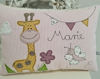 Pillow giraffe, butterfly, name pillow cuddly pillow