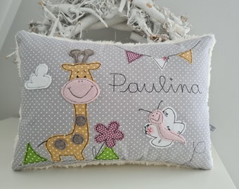 Pillow giraffe, butterfly, name pillow cuddly pillow