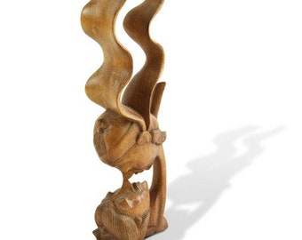 Rama & Sita Statue 50 cm made of Suar wood, hand-carved Bali sculpture, loving couple figure, elegant wooden decoration, handmade wedding gift, brown decoration