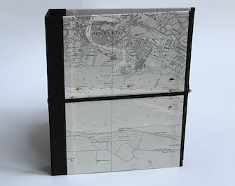 Folder A5 with clamping mechanism concealed with seafaring map of the Scottish coast around Glasgow