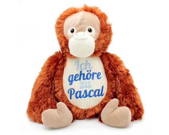 Peluche singe, doudou avec prénom, peluche orang outan, cadeau  scolarisation, cadeau naissance, cadeau baptême, singe, cadeau bébé -   France