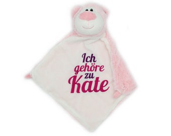 Comforter with embroidered name pink teddy bear, personalized comforter pink teddy, comforter teddy bear