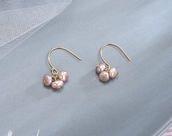 Hypoallergenic Drop Earrings Minimalist Dangle Earrings Natural Wooden Beaded Earrings for Women gift for her Anti Allergy Free Titanium