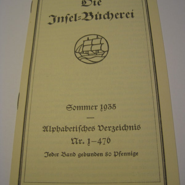 inselbuch katalog heft  von 1935