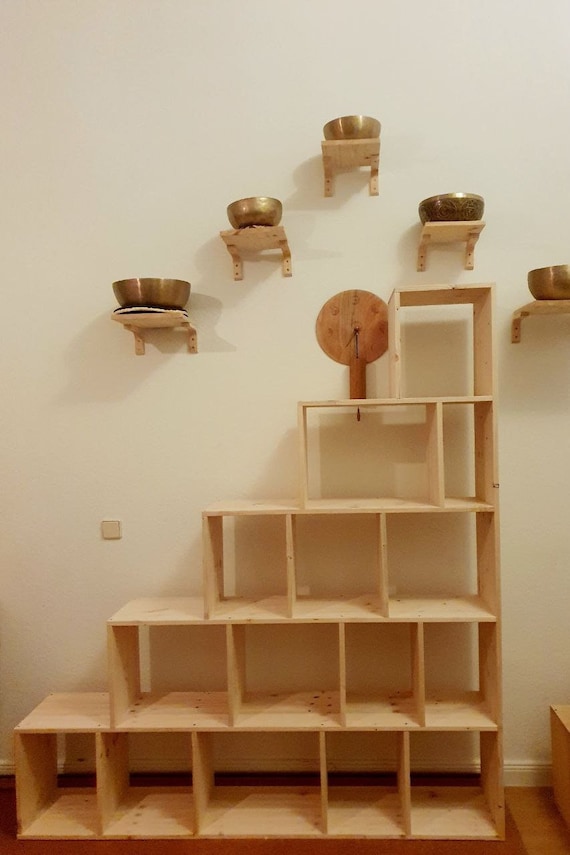Wooden stair shelf discount