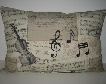 Violin pillow | Etsy White Music Note Dragon Accent Pillow