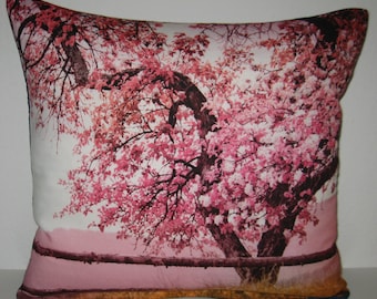 Decorative cushion cover cushion cover tree in blossom pink